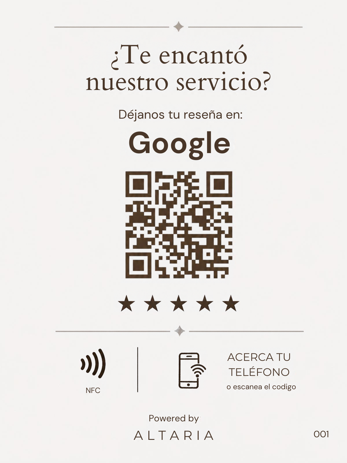 Tarjeta Altaria QR y NFC