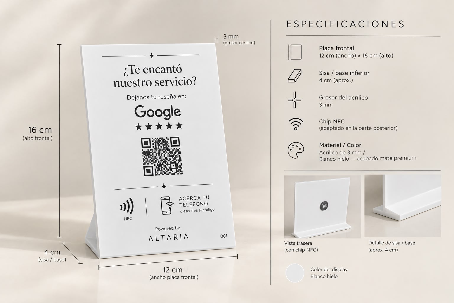 Especificaciones del producto